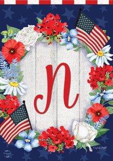 Patriotic Monogram Letter N Garden Flag