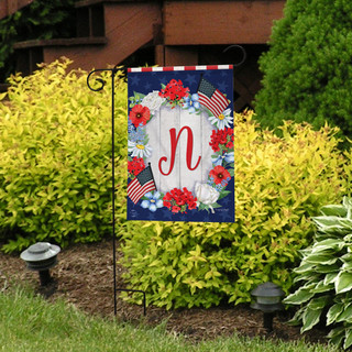 Patriotic Monogram Letter N Garden Flag