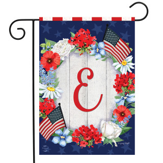 Patriotic Monogram Letter E Garden Flag