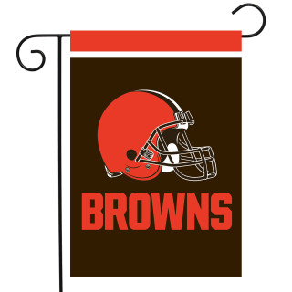 Cleveland Browns NFL Garden Flag by Briarwood Lane, featuring a brown and orange helmet design.