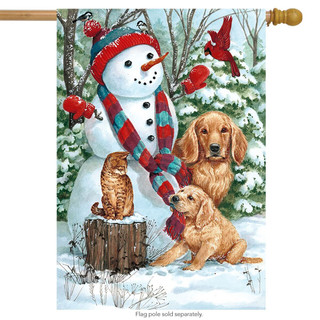 Snow Day Friends Winter House Flag