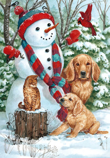 Snow Day Friends Winter House Flag Snow Day Friends Winter House Flag