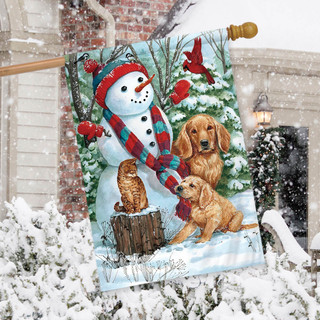 Snow Day Friends Winter House Flag