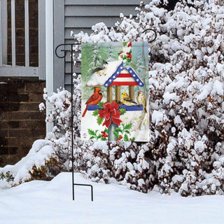 Patriotic Christmas Birdfeeder Garden Flag