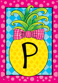 Briarwood Lane small printed pineapple garden flag with colorful letter P for porch or yard display.