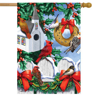 Christmas Birdhouse House Flag