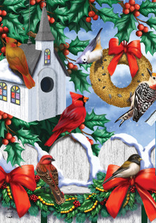 Christmas Birdhouse House Flag