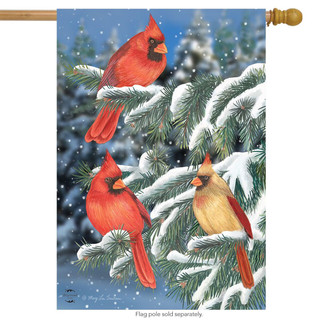Winter Cardinal Trio House Flag