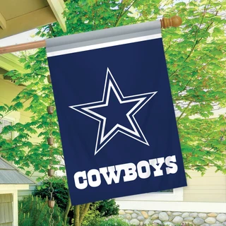 Briarwood Lane Dallas Cowboys NFL licensed house flag with blue and white star design proudly displayed.