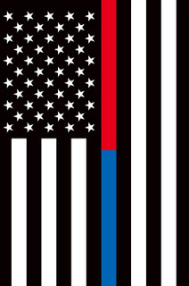 Briarwood Lane Thin Blue & Red Line House Flag with American stars and stripes pattern.