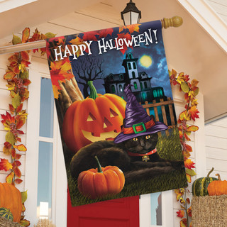 Black Cat Halloween Hat House Flag Black Cat Halloween Hat House Flag