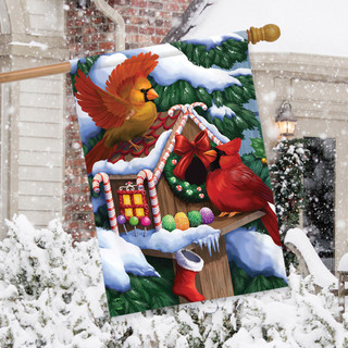 Home For The Holidays Christmas House Flag