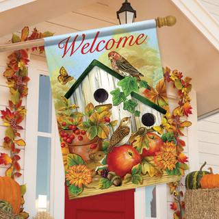 Bird Neighbors Fall House Flag