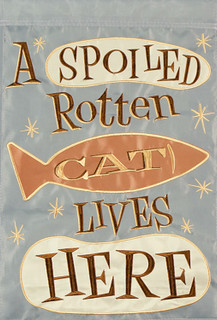 Spoiled Cat Lives Here Applique House Flag Spoiled Cat Lives Here Applique House Flag