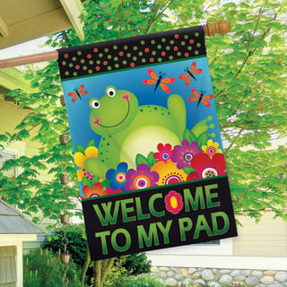 Frog Welcome Summer House Flag