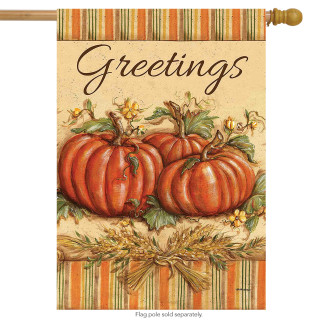 Fall Greetings Pumpkins House Flag