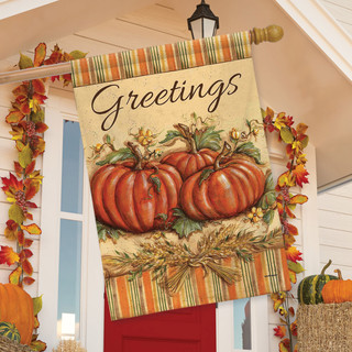 Fall Greetings Pumpkins House Flag