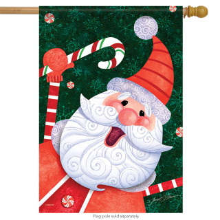 Candy Cane Santa Holiday House Flag