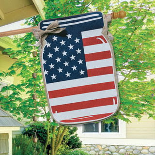Patriotic Mason Jar Burlap House Flag