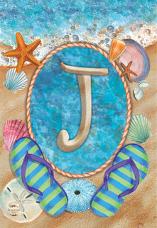 Summer Monogram Letter J Garden Flag