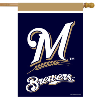 Milwaukee Brewers MLB Licensed House Flag by Briarwood Lane, navy blue with gold and white logo.
