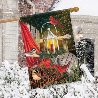 Cardinal Lantern Christmas House Flag Cardinal Lantern Christmas House Flag