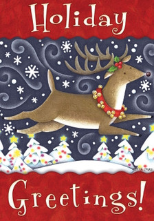 Holiday Greetings Christmas House Flag