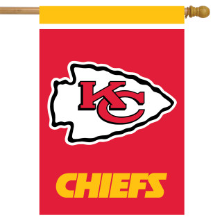 Briarwood Lane Kansas City Chiefs NFL licensed house flag with red, white, and yellow design.