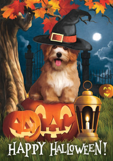 Halloween Dog Scene House Flag