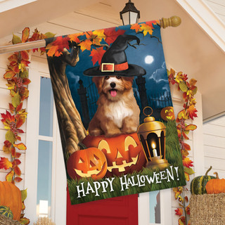 Halloween Dog Scene House Flag