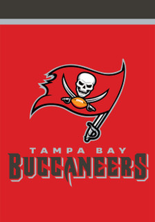 Tampa Bay Buccaneers NFL logo on red flag, Briarwood Lane licensed nfl flags product.