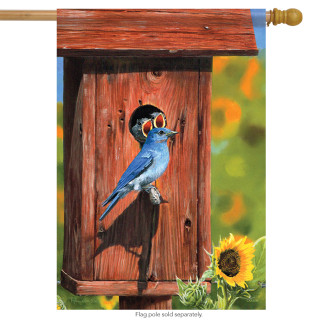 Bluebird & House Spring House Flag