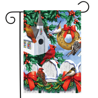 Christmas Birdhouse Garden Flag