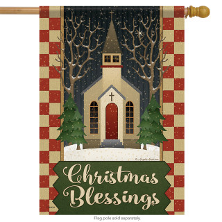 Christmas Blessings Primitive House Flag