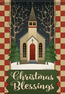 Christmas Blessings Primitive House Flag
