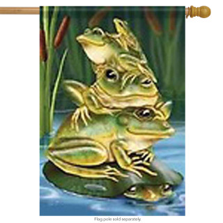 Frog Stack Humorous Summer House Flag