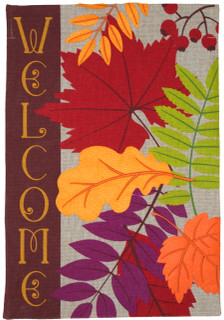 Autumn Leaves Burlap Garden Flag