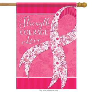 Positive Pink Ribbon Spring House Flag