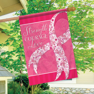 Positive Pink Ribbon Spring House Flag