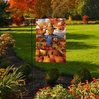 Autumn Scarecrow Harvest Garden Flag - Briarwood Lane