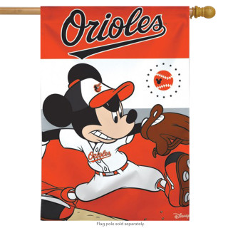Baltimore Orioles MLB Mickey Mouse Baseball House Flag