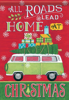 All Roads Lead to Home Christmas House Flag