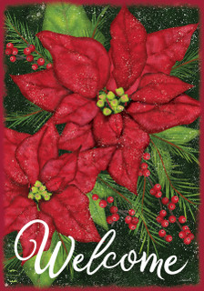Holiday Poinsettia Christmas House Flag