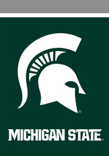 Briarwood Lane Michigan State Spartans NCAA Licensed small garden flag with white Spartan helmet logo.