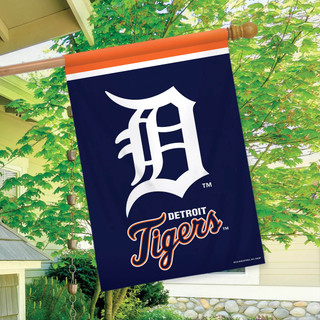 Briarwood Lane Detroit Tigers MLB Licensed House Flag with white and orange logo and text.