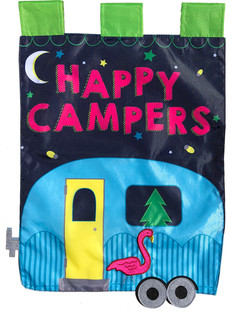 Happy Campers Applique Summer House Flag