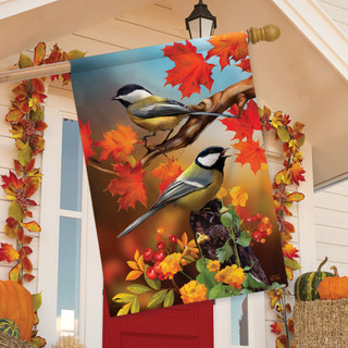 Autumn Chickadees House Flag