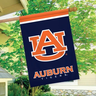 Briarwood Lane Auburn Tigers NCAA licensed house flag with orange and navy blue collegiate design.