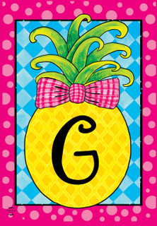 Briarwood Lane small printed pineapple garden flag with letter G, colorful springtime decorative porch decor.