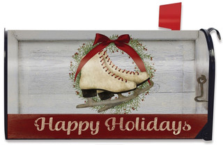 Happy Holiday Skates Christmas Large / Oversized Mailbox Cover